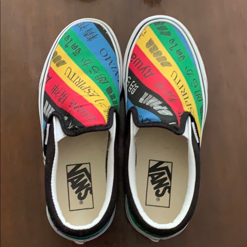 Van’s “off the wall” colorful slip on shoe.
